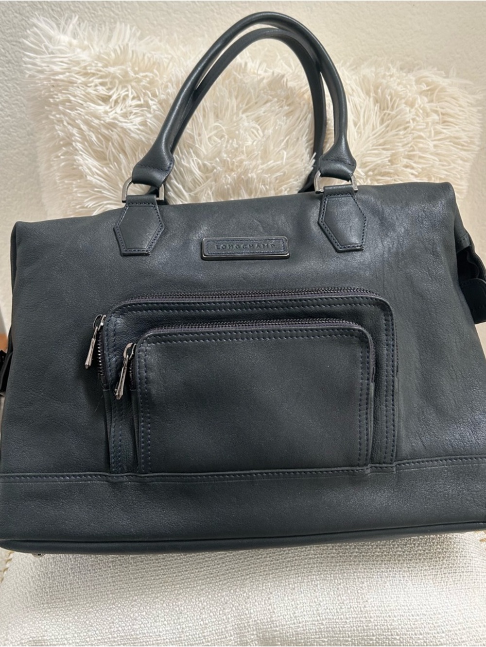 Longchamp Black Vintage Leather Bag Excellent Condition.